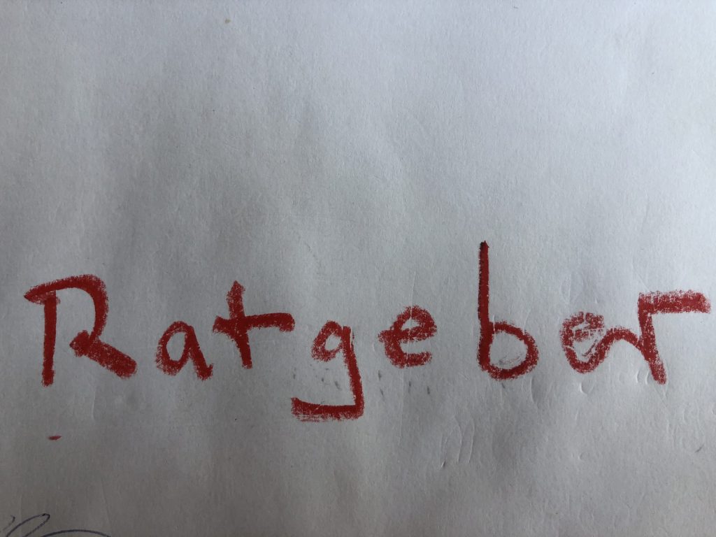 Handgeschrieben "Ratgeber"